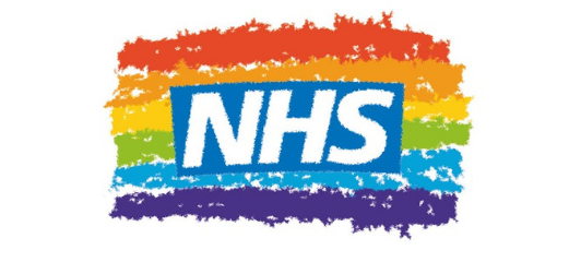 NHS logo with rainbow flag